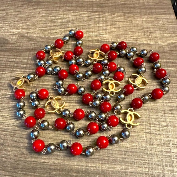 WOW POSHMARK - Authentic Chanel Superstar Red Silver Gold Iconic Necklace 52” - Picture 14 of 16